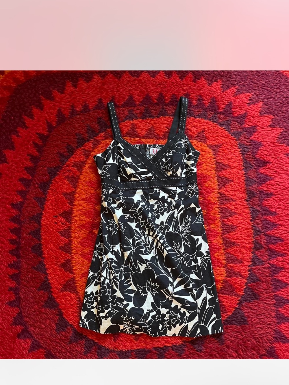 Y2K R&K Originals Black & White Floral Sundress size 8P
